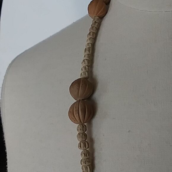 Terra Cotta Clay Sun Festival Style Necklace w/ Seeds and Sea Shells Boho - Picture 4 of 6